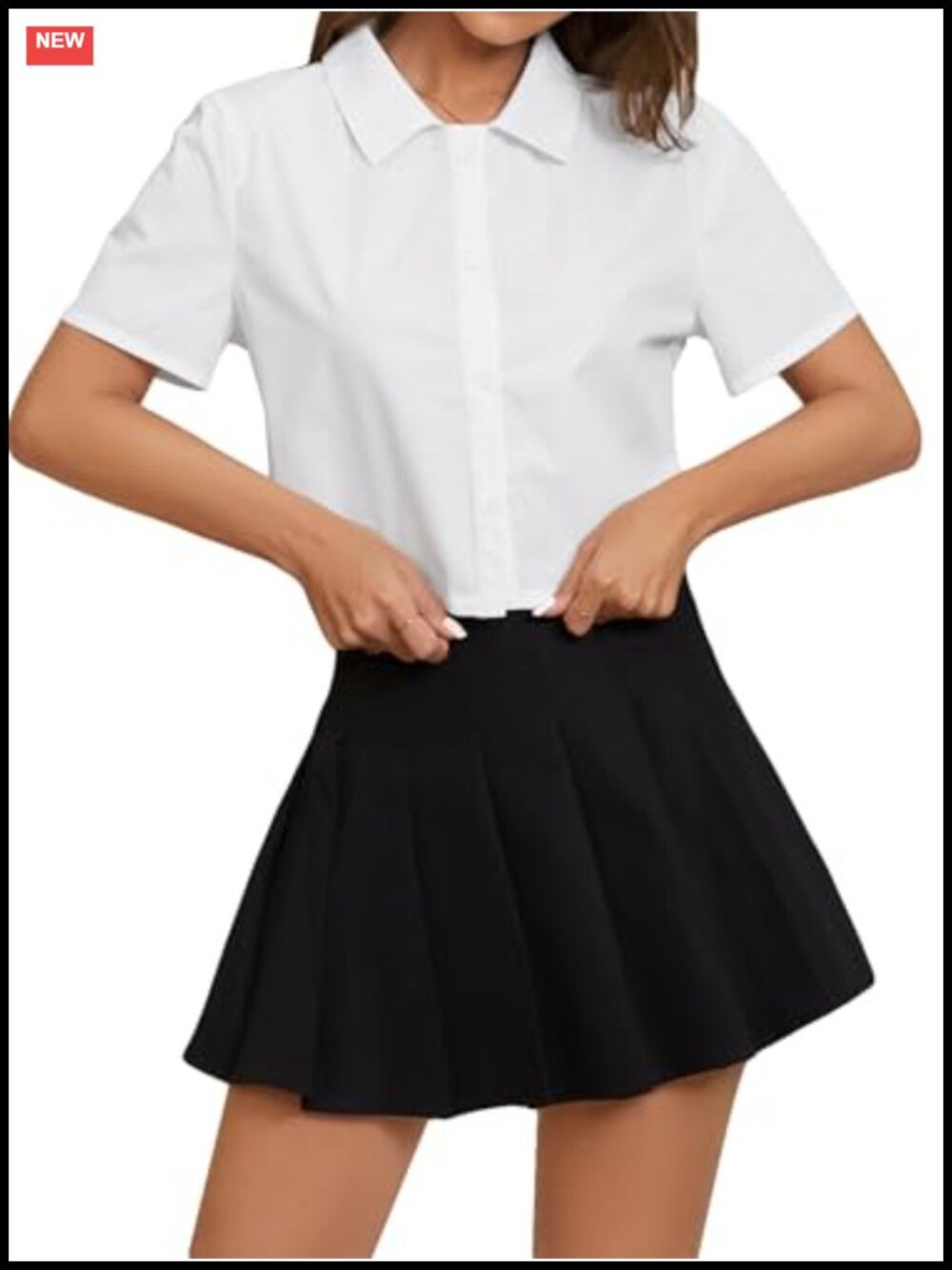 SweatyRocks Women's Cropped Button Up Collar Blouse Short Sleeve Crop Top
